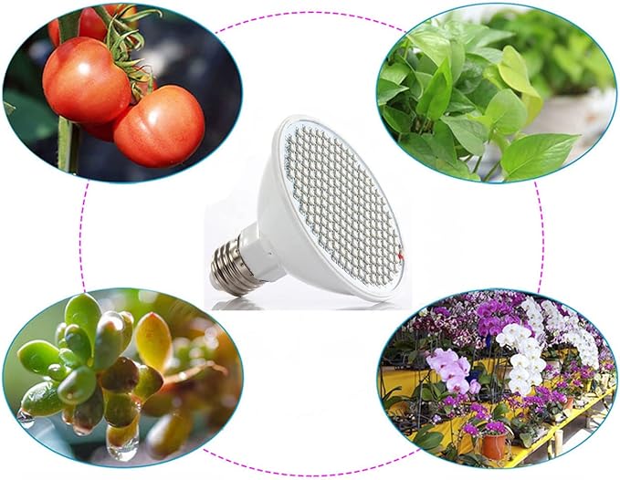 26W Full Spectrum LED Plant Grow Light Bulb 260 LED Lamp Beads E26 Base AC 85-265V LED Plant Light Bulb for Indoor Plants Vegetables Seedlings 4-Pack