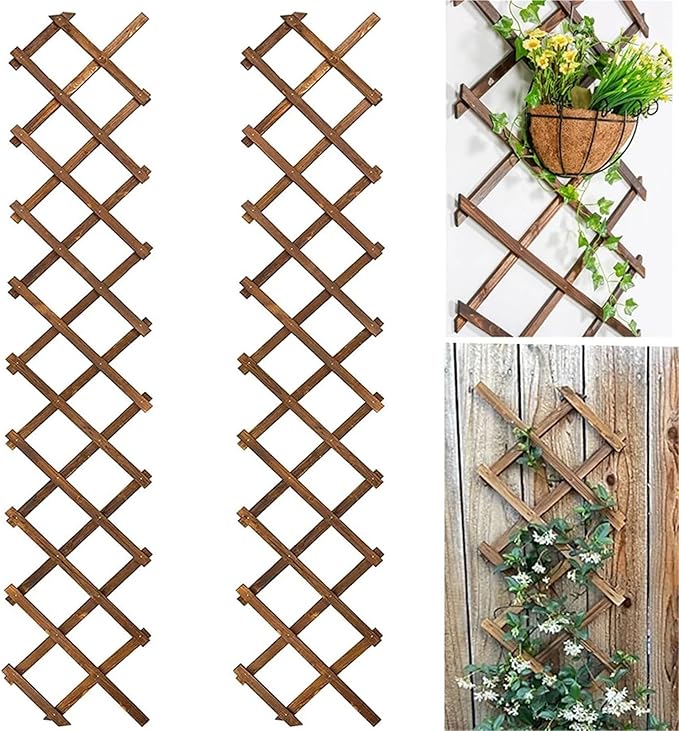Expandable Garden Trellis Wooden Lattice Panels for Outside Expandable Wood Fence Wall Garden Trellis Frame Climbing Plant Outdoor Vine Decorative