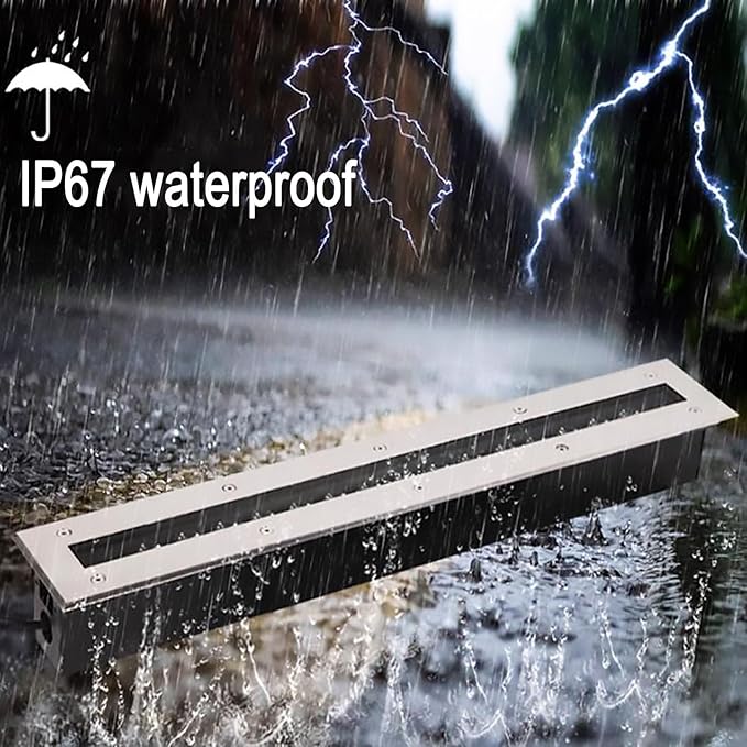 LED Landscape Lights - Outdoor Buried LightsRectangle Tempered Glass Floor Lamp Ip67 ?Waterproof and Dustproof Ultra-Thin Recessed Spotlight Decorative LightYellow-3W