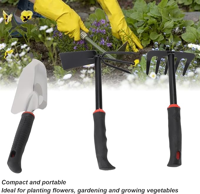 FLEXMAN 3Pcs Gardening Tool Set Portable Garden Hand Tools Heavy Gardening Kit Gardening Hand Tools Gardening Tools for Outdoor Activities and Small Gardens