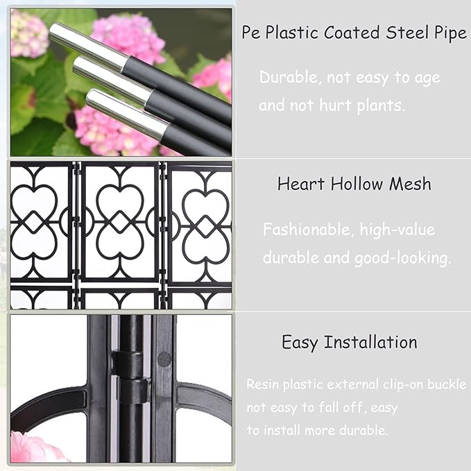 Garden Trellis Foldable Outdoor Climbing Plant Support Vertical Plant Support Stakes Freestanding Garden Panels for Rose Jasmine Clematis and Other Climbing Plants Black (Color : Black Size