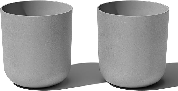 Veradek Mason Series Lima Planter - Round Planter for Indoor or Outdoor Porch/Garden | Made from Plastic-Stone Composite with Drainage Holes | Modern Décor for Succulents Flowers Small Plants