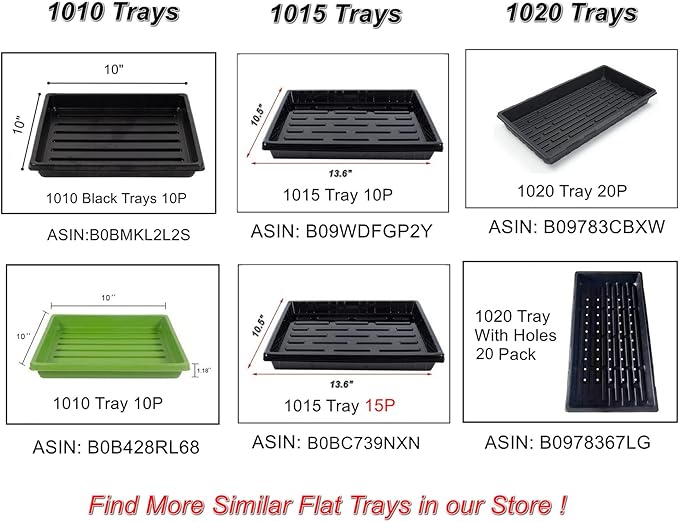 10 Pack 1020 Trays Extra Thick Heavy Duty Seed Starting Trays - No Holes No Leak Reusable Propagation Flats for Microgreens Seedlings Plant Germination Fodder and Transplant