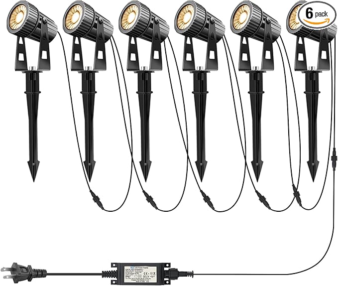 LED Landscape Lights Low Voltage COB Landscape Lighting 24V 20W Warm White 2100LM Garden Spotlights Outdoor for Yard Lawn Wall Fence(6 Pack)