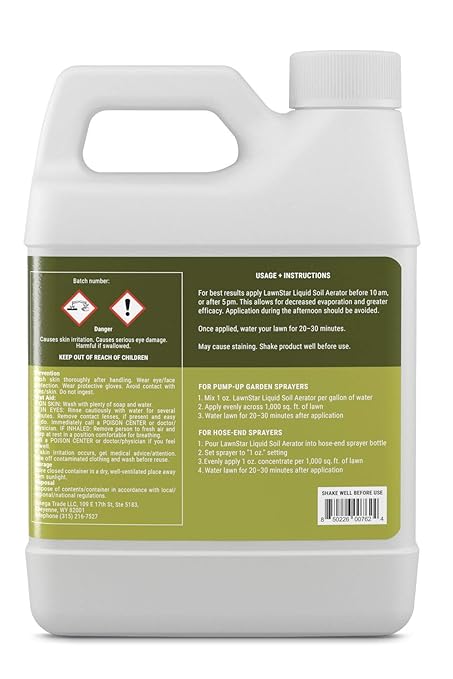 Liquid Lawn Aerator (32 fl oz) - Loosens &amp Conditions Compacted Soil - Alternative to Core and Mechanical Aeration - Improves Water Penetration &amp Drainage + Soil Oxygenation - American Made