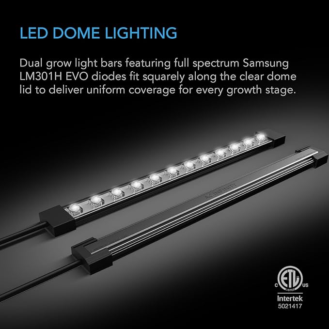 AC Infinity Heavy-Duty Large Humidity Dome 6x12 Germination Kit Full Spectrum LED Grow Light Bars w/Samsung LM301H EVO LEDs Heat Mat 3 mm Thickest Dome Trays Extension Panels for Seed Starting