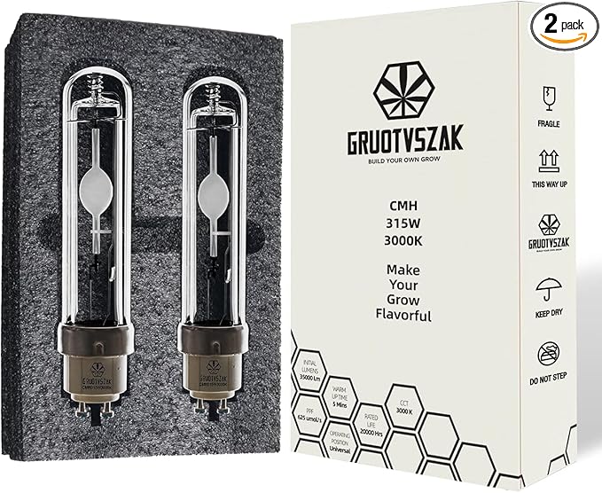 CMH 315W 3000K 625umol / 4200K 590umol Ceramic Metal Halide 3000K CDM Full Spectrum Indoor Flowering Grow Light Bulb Pack of 2