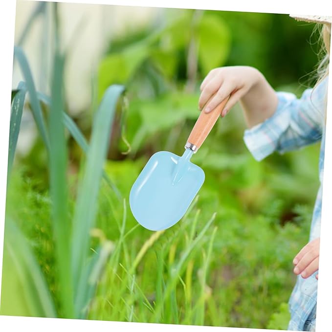 Garden Planting Tools Set with Wooden Handles Shovel Rake Watering Pot for Digging Play and Soil Transplanting Preschool Outdoor