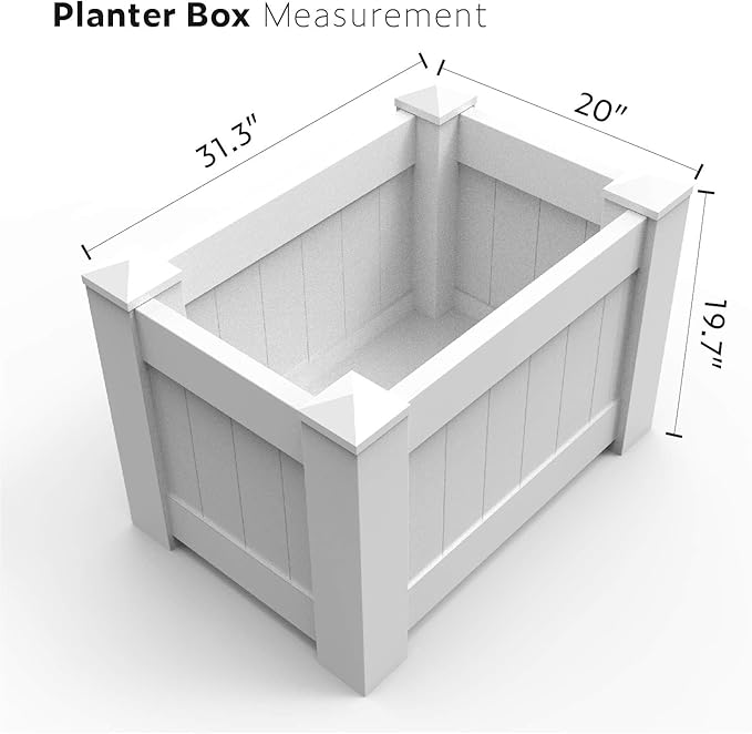ECOOPTS 31x20x20 Raised Garden Bed Vinyl Planter Box for Vegetables Flowers Herbs Succulents Outdoor Indoor 4 Packs