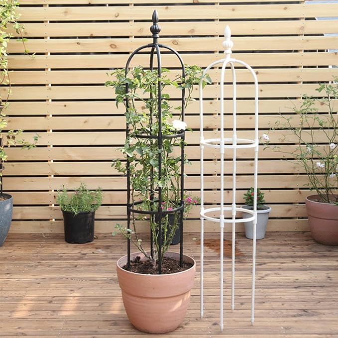 Black Garden Obelisk Trellis Garden Obelisk Trellisfor Climbing Plants Metal Plant Support Trellis Rose Climbing Trellis Flower Supports for Potted Plants Climbing Rose Vine(210cm/82in)