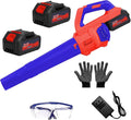 Leaf Blower Cordless with Battery and Charger 500 CFM/200 MPH Electric Leaf Blowers with 2 Speeds 2 Extended Tubes 1 x 2.0 Ah Battery-Powered Leaf Blowers for Lawn Care Blowing Leaves Yard(RED)