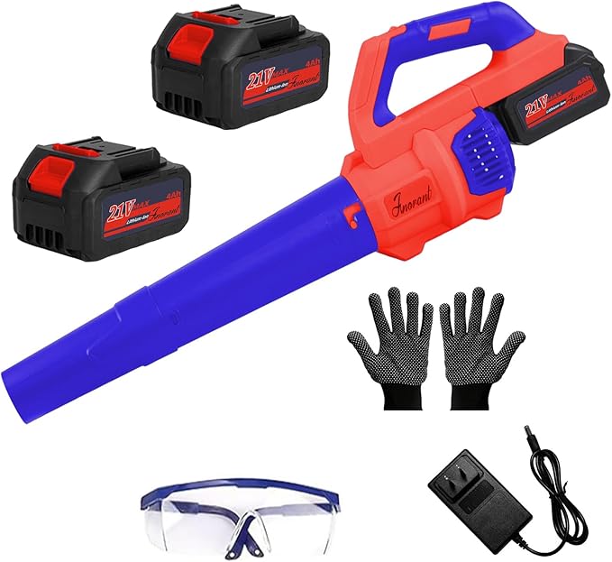 Leaf Blower Cordless with Battery and Charger 500 CFM/200 MPH Electric Leaf Blowers with 2 Speeds 2 Extended Tubes 1 x 2.0 Ah Battery-Powered Leaf Blowers for Lawn Care Blowing Leaves Yard(RED)