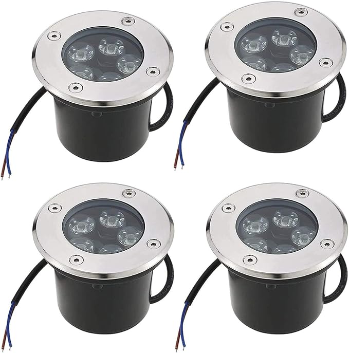 4PCS LED Landscape Lights - Waterproof Outdoor Spotlights for Garden &amp Yard - IP67 Recessed Floodlights with CE ROHS FCC Certification - 5W Blue Lighting (DC12V)