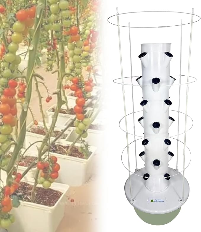 Soilless Growing System Hydroponics Growing System Vertical Tower Automated Aeroponics Indoor Tower Garden with LED Grow Lights B(28Pots)