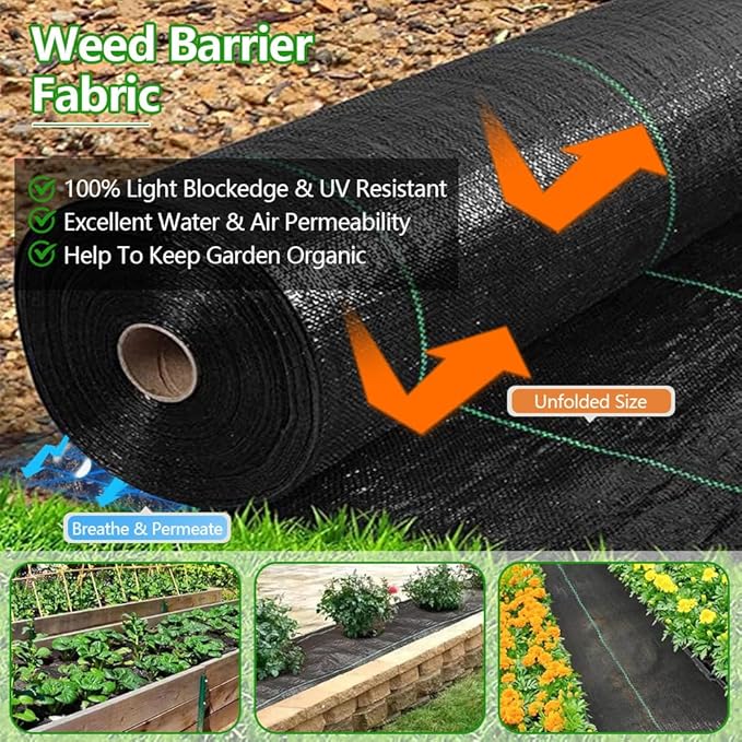 4ft x 200ft Weed Barrier Landscape Fabric Heavy Duty3.2 oz Weed Blocker Garden Ground Cover FabricGarden Control ClothGround Cover with Woven Weed ClothDurable Landscaping Fabric