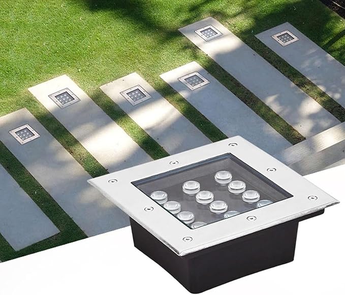LED Landscape Lights - Square Buried Garden Lamp DC12V Outdoor Recessed LED Light IP67 Waterproof Spotlight Led Beam Light for Outdoor Stair Step Deck Driveway Decorative(Blanc36W)