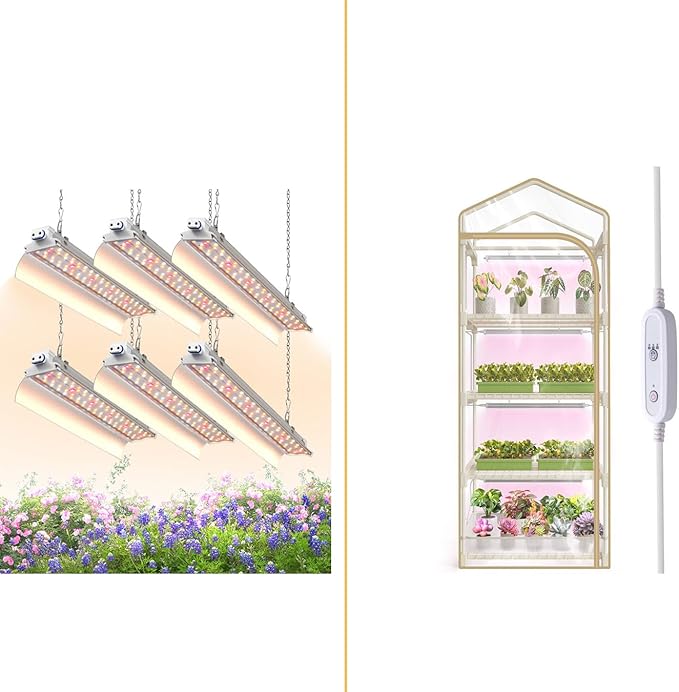1.4FT Hanging Grow Light f+ 4-Tier Greenhouse 27 L x 19 W x 63 HWhite