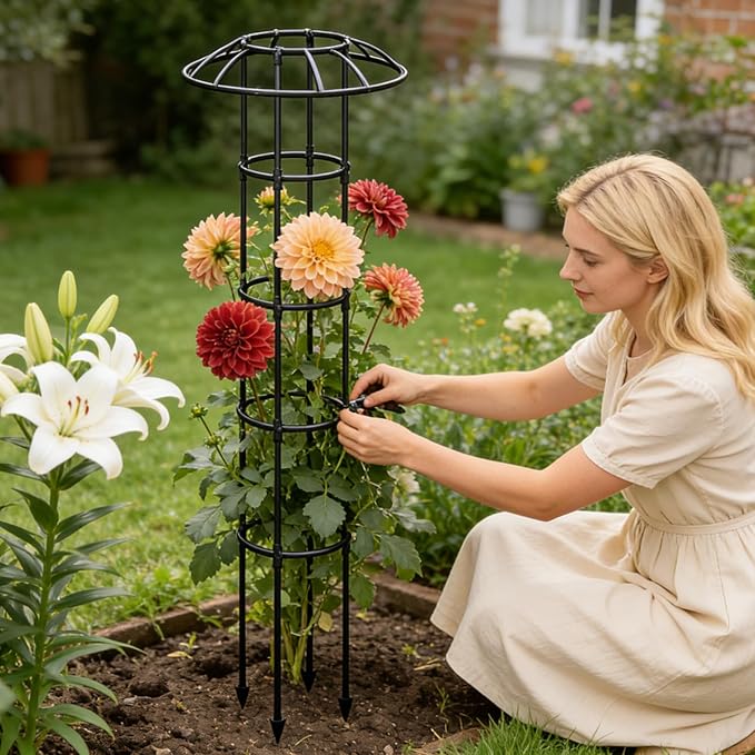 Garden TrellisVertical Rustproof Stable Vine Supports - Umbrella Trellis Tower Framefor Clematis Vegetable Dragon Fruit Cucumber Hydrangeas Jasmine Pothos