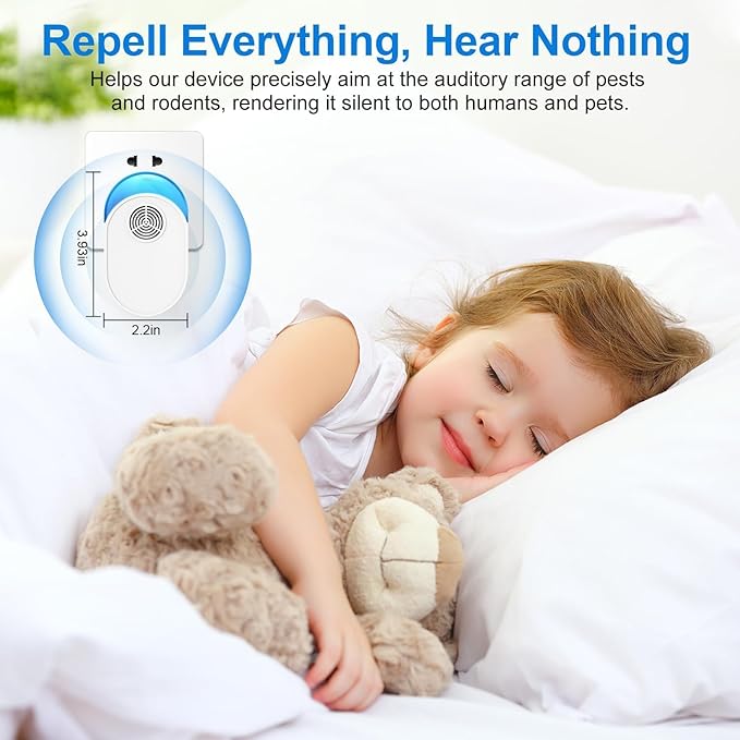 Upgraded Ultrasonic Repeller Indoor Ultrasonic Repellent for Roach Rodent Mouse Bugs Ant Mosquito Mice Spider Electronic Plug in Pest Control (6)