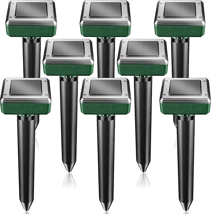 Pack of 8 Solar Mole Repellent Sonic for Yard Lawn