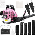 63CC Backpack Leaf Blower Gas Powered 3HP 2-Stroke Engine 665CFM High Velocity Air Cooling System Adjustable Backpack Blowers Gas for Lawn Garden Yard Snow Gutter Cleaning (Girls Pink)