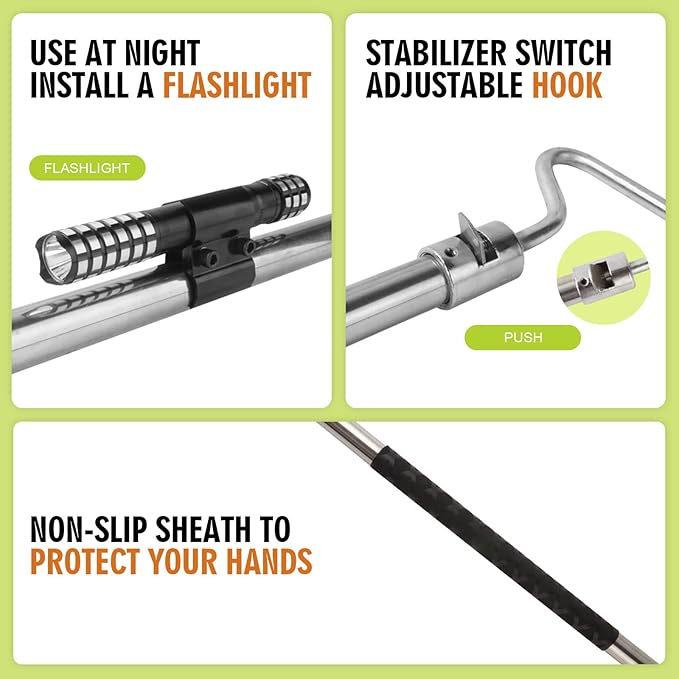 Dog Catcher Pole Animal Catch Pole Control Tool Trap Kit for Dogs Pig Fox Hog and Other Wildlife Catching - 52inch with Flashlight