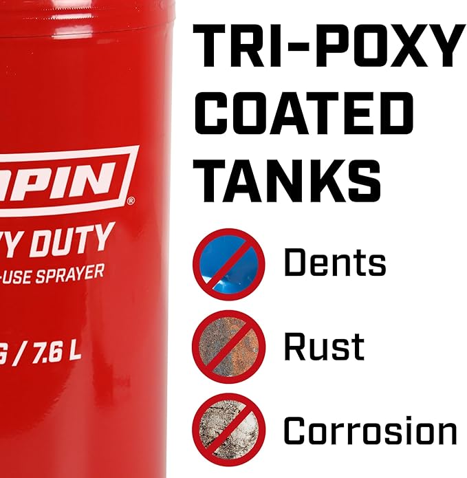 Chapin Sprayer 2 Gallon Tri-Poxy Open Head Sprayer for Professionals and Contractors Applications Chemical-Resistant Seals with All Brass Components