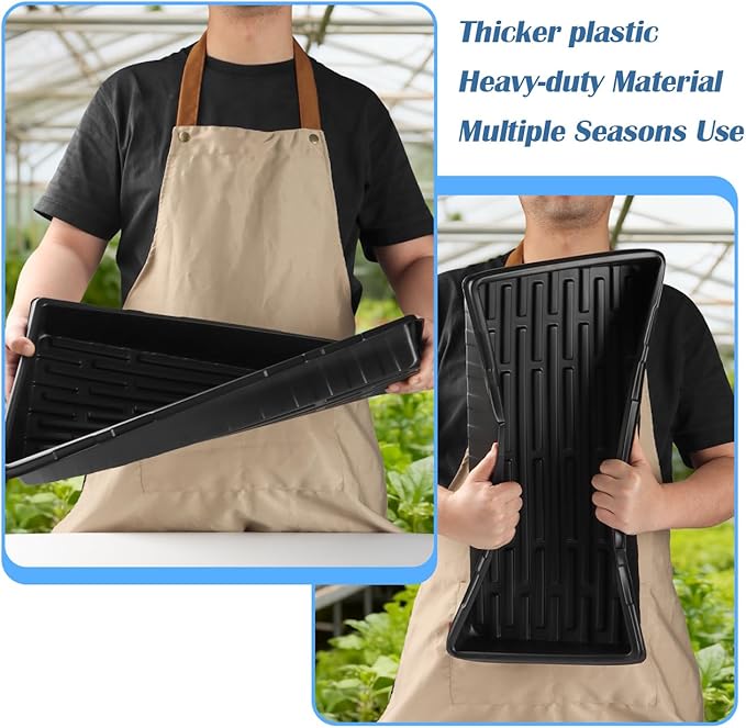 10-Pack Heavy-Duty 1020 Seed Trays – Durable Extra-Thick Plastic Flats for Seed Starting Microgreens &amp Transplanting – Fits 7.3'' Humidity Dome and 4'' Planter (21 x 11 2.76 Deep No Drain H