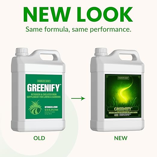 Humboldts Secret Greenify | 12-0-0 Nitrogen &amp 6% Iron Liquid Lawn Fertilizer Concentrate | Chelated Iron Supplement for Healthy Grass Turf and Garden Growth | 2.5 Gallon Refill for Healthy Growt
