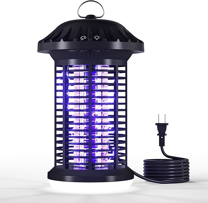 Bug Zapper Indoor &amp Outdoor Water Proof Mosquito Zapper with LED Light 4200V Electric Bug Zapper for Home Patio Office Courtyard (Black)