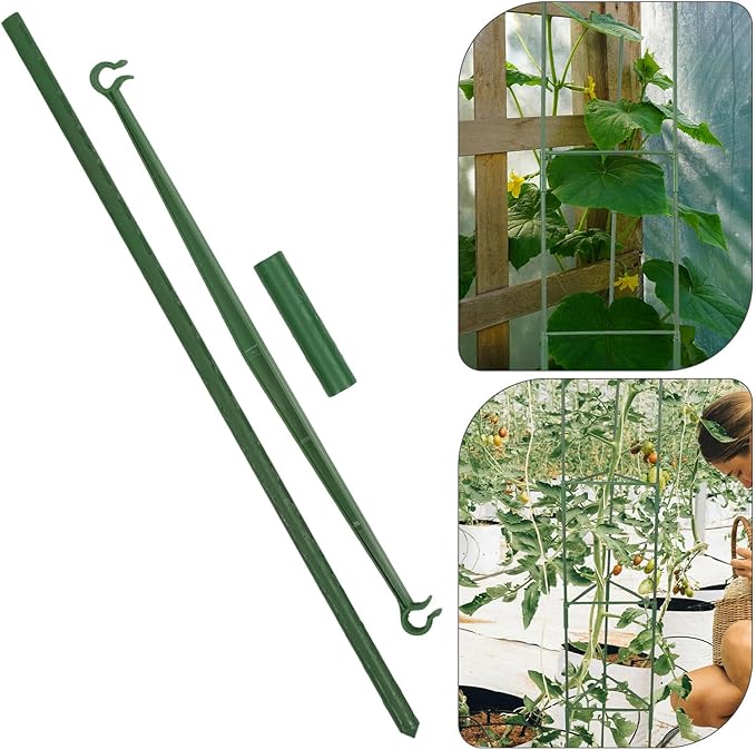 SUPVOX 3 Sets Metal Tomato Plant Trellis Garden Climbing Support Brackets for Outdoor and Indoor Potted Plants with 27 Stakes 27 Connecting Rods and 18 Connectors
