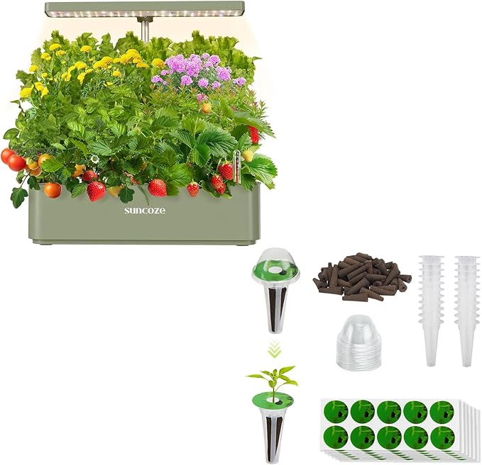 SUNCOZE Hydroponics Growing System Kit 12 Pods &amp 160pcs Hydroponic Pods Supplies