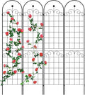 4 Pack Metal Garden Trellis for Climbing Plants Outdoor H86.7'' x W 19.7'' Rustproof Cucumber Trellis Plant Support Rose Trellis Flower Stand Netting Trellis Black