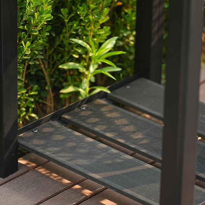 19 l x 33 h HDPE Raised Garden Bed on Legs with Storage Shelf All-Weather Elevated Planter Box Standing Herb &amp Vegetable Grow Bed with Black Aluminum Posts for Patio Balcony and Outdoor Use