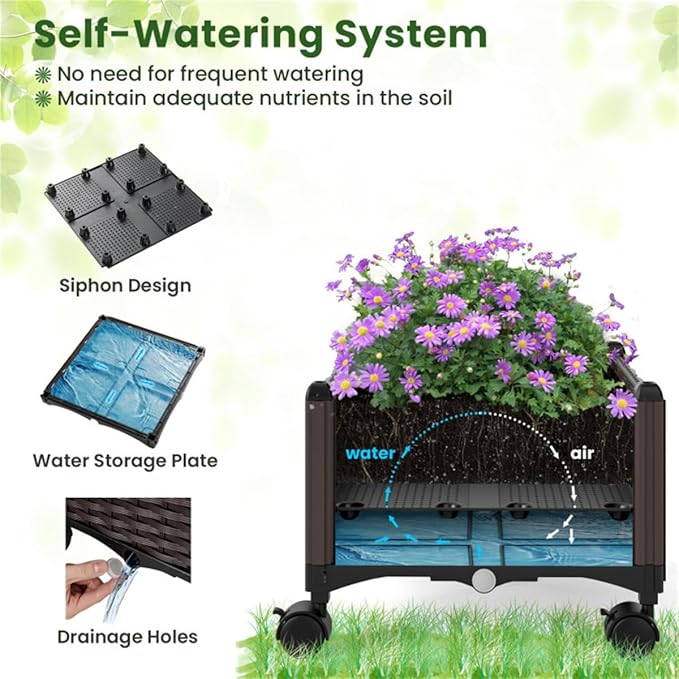 Garden Bed Planter Box with Trellis Tomato Planters for Climbing Plants Vegetable Vine Flowers Outdoor Patio Tomatoes Cage with WheelsPlanter Box with Trellis Easy Assembly &amp Expandable