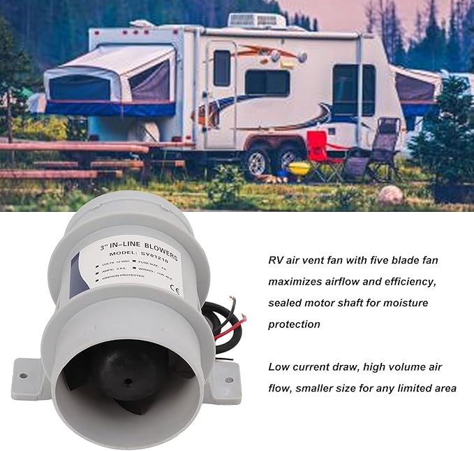 12V Inline Blower High Air Compact 3 Inch Inline Duct Fan for Ducting