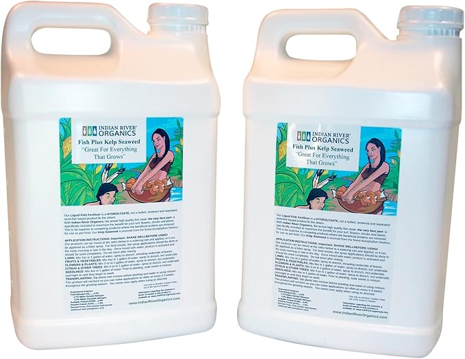 Fish &amp Kelp Blend Fertilizer - Omri Fertilizer for Plants (5 Gallons) - Liquid Organic Fish and Kelp for Turf Flowers Shrubs Plants Fruits &amp Vegetables