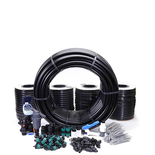 Automated Dripworks Drip Tape Irrigation Kit for Watering Row Crops in Farms (with Timer) - Waters Upto 40 100' Rows (1/4 Acre) | Agricultural Grade Components | Trusted Brand Since 1991
