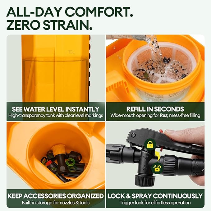 4.2 Gal Electric Backpack Sprayer 2-4h of Continuous Spray Equipped with Adjustable Wand &amp 5 Nozzles Auto Spraying for Garden Lawn Care Fertilizing &amp Weed Control (Battery Included)