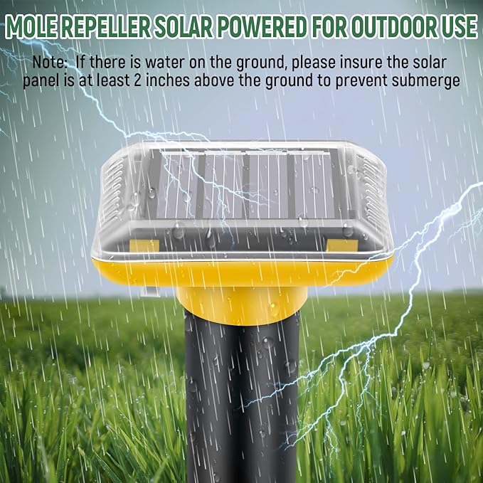Mole Repellent Solar Powered2025 Upgraded Gopher Repellent Ultrasonic Solar PoweredVole Repeller Outdoor for Lawns Garden YardGopher Trap Killer for MoleSnake (Yellow6 Pack)