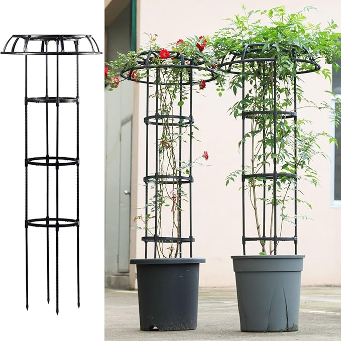 Garden Trellis for Climbing Plants Outdoor Mushroom Top Trellis Plant Stand Easy Installation Plant Trellis Support Cage for Vine Rose Flower Tomato Support Outdoor Indoor 4 Floors