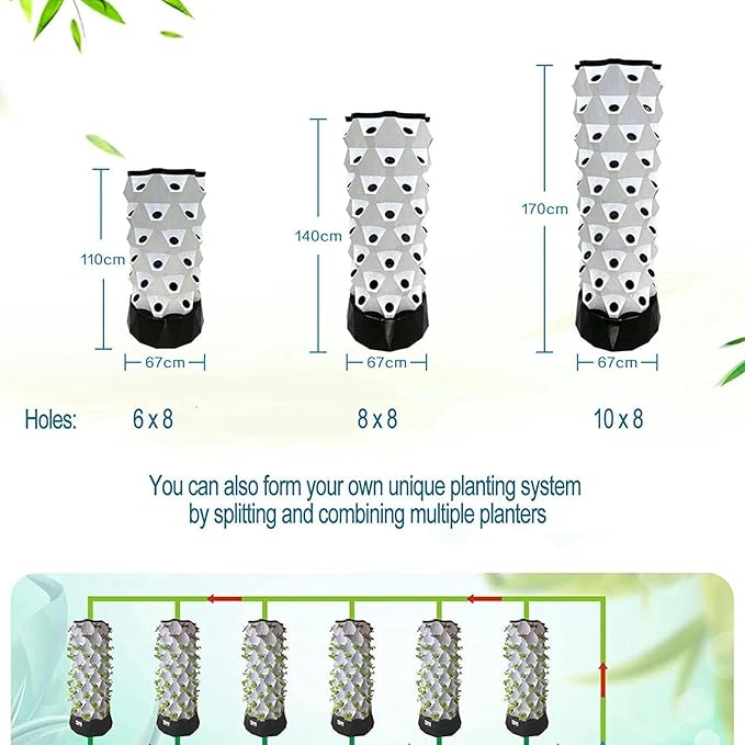 Smart Vertical Hydroponic Tower Self-Watering Growing System - Hydroponics Growing Tower for Indoor Herbs Fruits and Vegetables - Aeroponic Tower with Hydrating Pump Net Pots10floors//1pc
