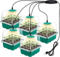 payanwin 6-Pack Seed Starter Tray Kit with Grow Light Adjustable Brightness &amp Timing Controller Seedling Trays with Humidity Domes &amp Heightened Lids Thicken Design Ideal for Indoor Plant G