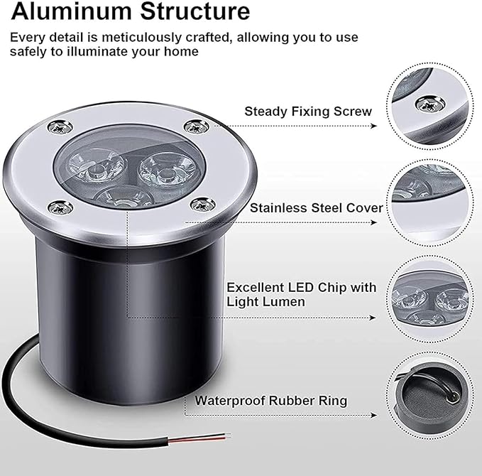 LED Outdoor Spotlight Floodlight - Ground Landscape Lights IP67 Waterproof Recessed Lamp Lighting for Garden Yard Construction(Warm White6W(85-265v))