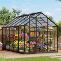 Greenhouse 6×10FT Greenhouses for Outside Walk-in Green House with Ground Nails and Vent Windows Sliding Lockable Door Polycarbonate Green House for Outside Garden Backyard Quick Setup
