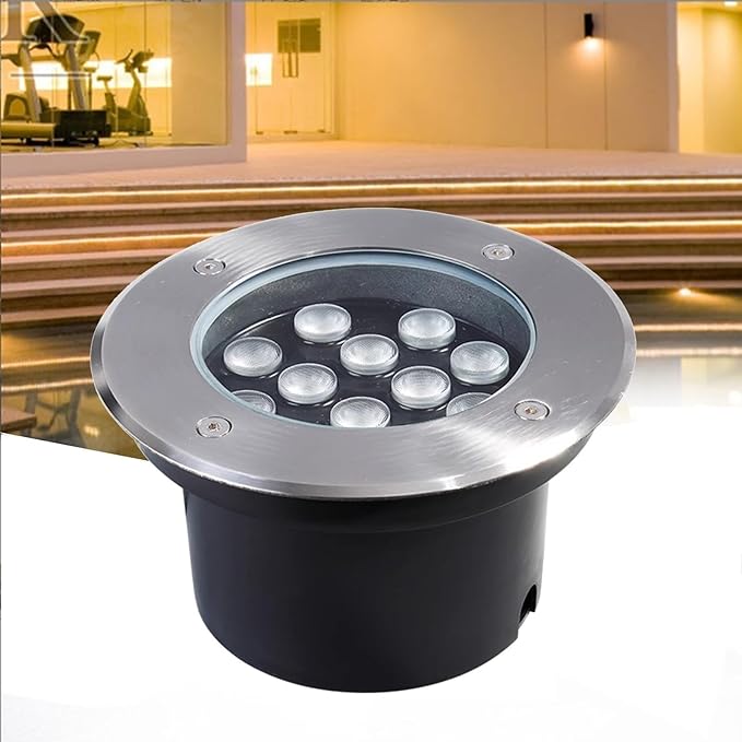 Underground Light LED - IP66 Waterproof AC Garden Recessed Underground Light LED Recessed Spotlight Suitable for Deck Channel Stair Step Landscape Lighting toYellow 15W