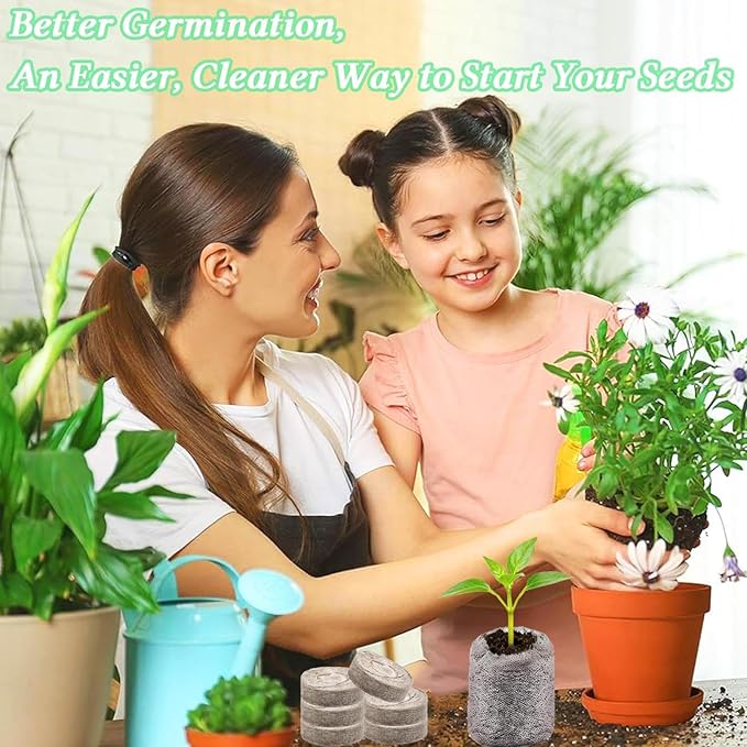 Potting Soil - Organic Peat Rooting Pellets Compressed Plant Fertilizer Discs with Nutrient Rich Formula Fast Expansion Function Ideal for Vegetable Flower Tree Cactus Orchid Bonsai Citrus