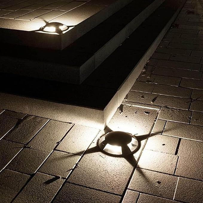 Garden Landscape Lights - AC85-265V Outdoor Underground Lamp IP66 Waterproof 4 Sided Glow Round Decking Lighting Outdoor Recessed Spot Light Ground Landscape Lights(Yellow9W(AC85-265V))