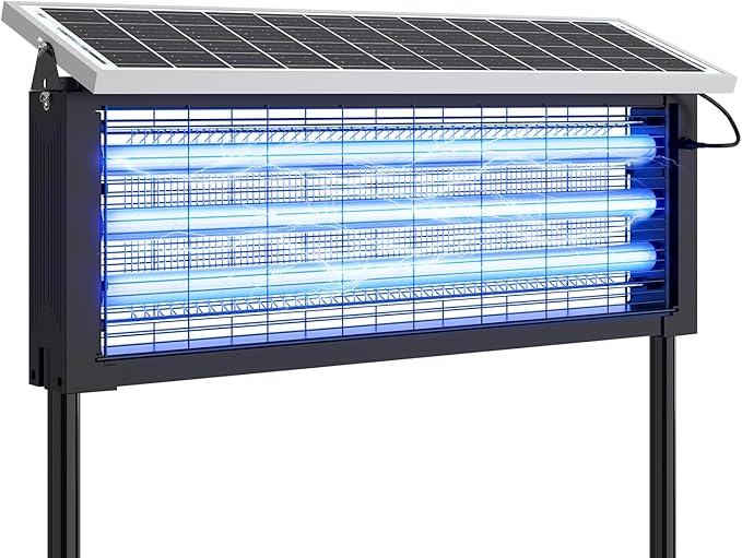 Solar Bug Zapper Outdoor 30W Large Mosquito Zapper Electric Mosquito Killer Outdoor Waterproof &amp Portable Fly Killer Rechargeable Flying Insect Trap for Patio Yard Garden Home Camping Bla