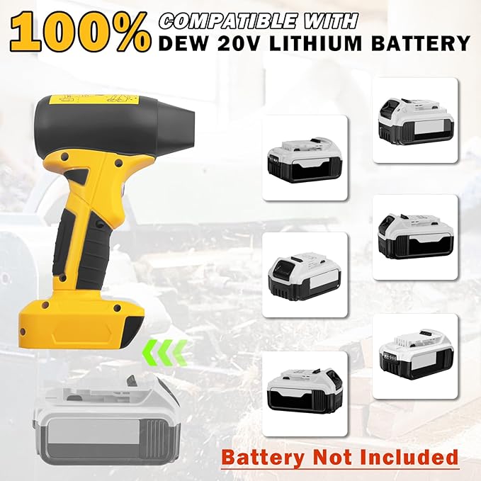 Mini Jet Blower Portable Violent Turbo Fan for Dewalt 20V Battery 4-Speed Wireless High Speed Fan for Computer Key Board CleaningHair DryingCampingOutdoorsCar (No Battery)
